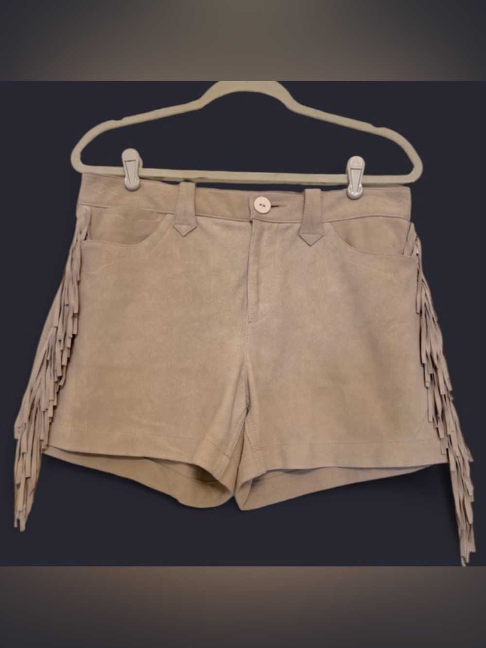 Polo Ralph Lauren goat leather suede fringe shorts